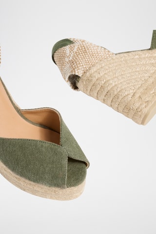 Biologisch Katoenen Espadrilles met Sleehak Bilina - Olijfgroen