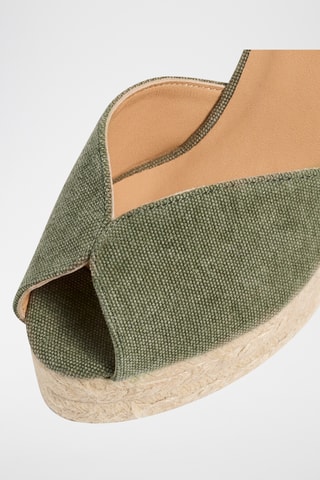 Biologisch Katoenen Espadrilles met Sleehak Bilina - Olijfgroen