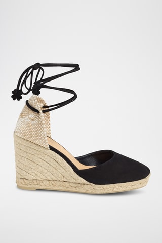 Nubuck Espadrilles met Sleehak Carina - Zwart