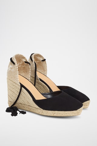 Nubuck Espadrilles met Sleehak Carina - Zwart
