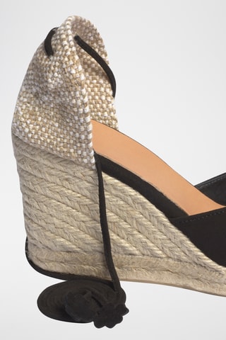 Nubuck Espadrilles met Sleehak Carina - Zwart