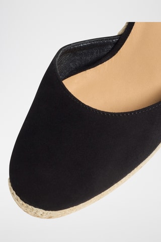 Nubuck Espadrilles met Sleehak Carina - Zwart