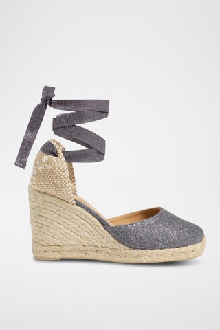 Linnen Espadrilles met Sleehak Carina - Grijs