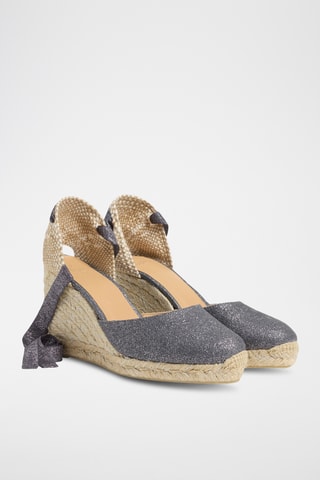 Linnen Espadrilles met Sleehak Carina - Grijs