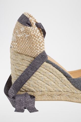 Linnen Espadrilles met Sleehak Carina - Grijs
