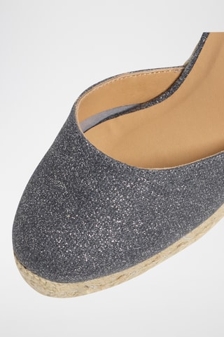 Linnen Espadrilles met Sleehak Carina - Grijs
