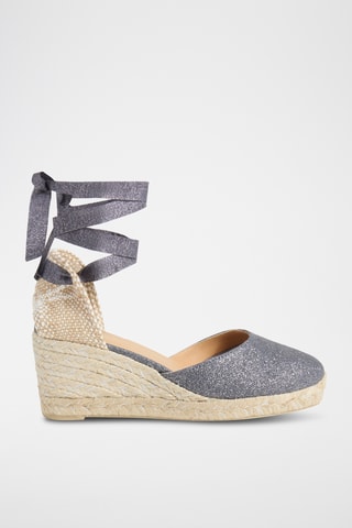 Linnen Espadrilles met Sleehak - Grijs