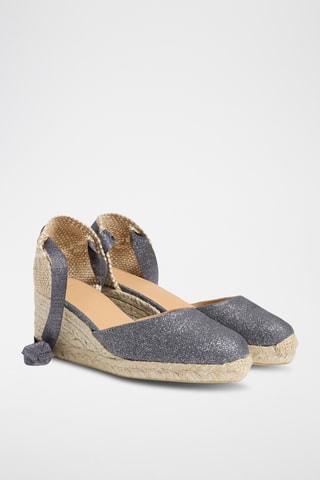 Linnen Espadrilles met Sleehak - Grijs