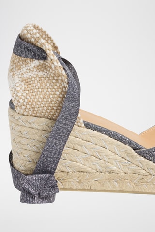 Linnen Espadrilles met Sleehak - Grijs