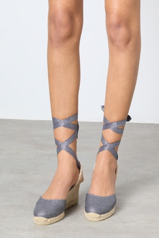 Linnen Espadrilles met Sleehak - Grijs