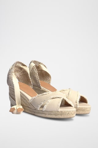 Leren Espadrilles met Sleehak Bluma - Ivoorkleurig