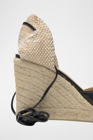 Leren Espadrilles met Sleehak Carina - Zwart