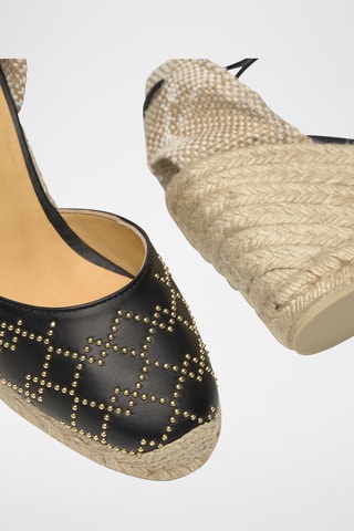 Leren Espadrilles met Sleehak Carina - Zwart