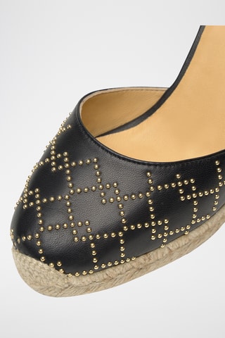Leren Espadrilles met Sleehak Carina - Zwart