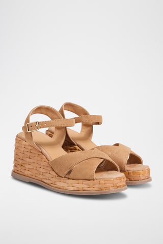 Nubuck Espadrilles met Sleehak Thea - Beige