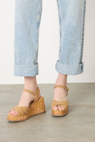 Nubuck Espadrilles met Sleehak Thea - Beige