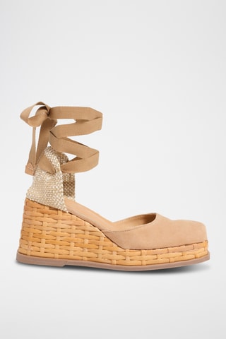 Nubuck Espadrilles met Sleehak Tina - Beige