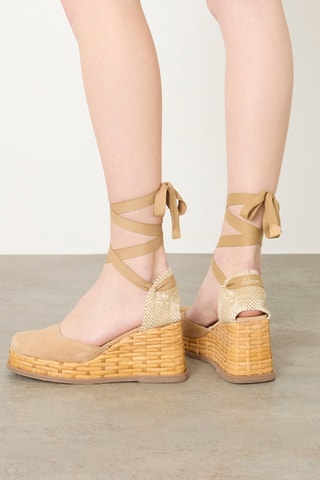 Nubuck Espadrilles met Sleehak Tina - Beige