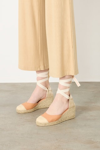 Biologisch Katoenen Espadrilles met Sleehak Carina - Oranje