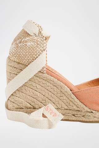 Biologisch Katoenen Espadrilles met Sleehak Carina - Koraalrood