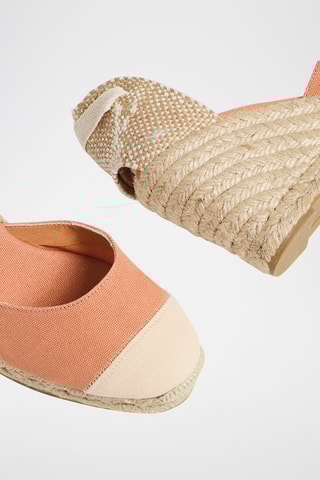 Biologisch Katoenen Espadrilles met Sleehak Carina - Koraalrood