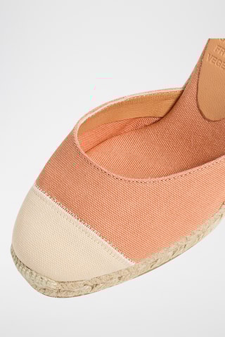 Biologisch Katoenen Espadrilles met Sleehak Carina - Koraalrood