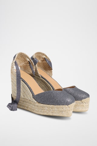 Linnen Espadrilles met Sleehak Chiara - Grijs