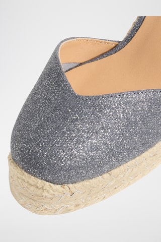 Linnen Espadrilles met Sleehak Chiara - Grijs