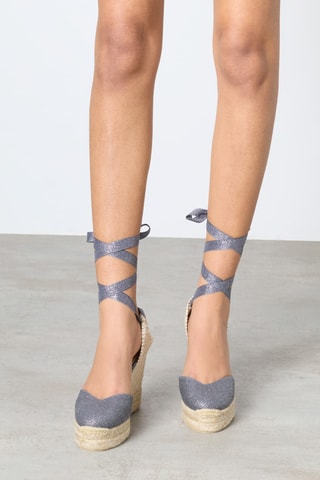 Linnen Espadrilles met Sleehak Chiara - Grijs