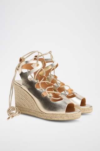 Leren Espadrilles met Sleehak Antigone - Zilverkleurig