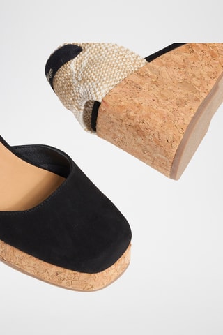 Nubuck Hoge Sandalen met Sleehak Tina - Zwart