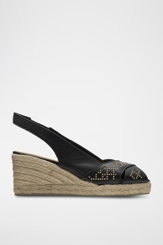 Lamsleren Sandales met Sleehak Diana - Zwart