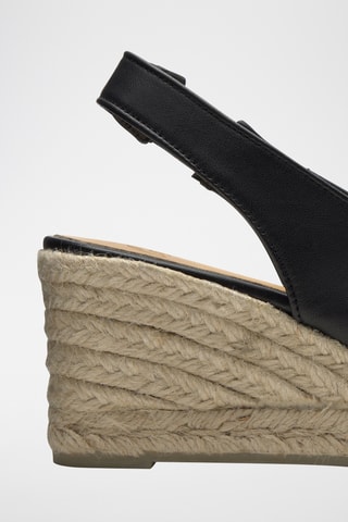 Lamsleren Sandales met Sleehak Diana - Zwart