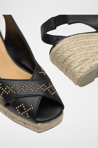 Lamsleren Sandales met Sleehak Diana - Zwart