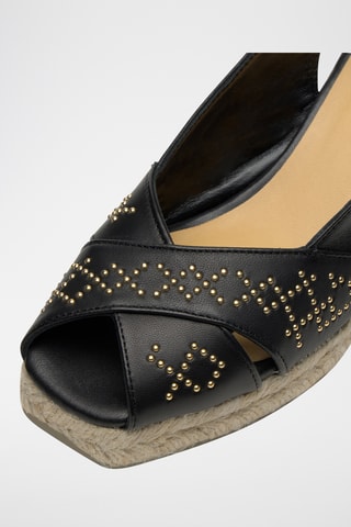 Lamsleren Sandales met Sleehak Diana - Zwart