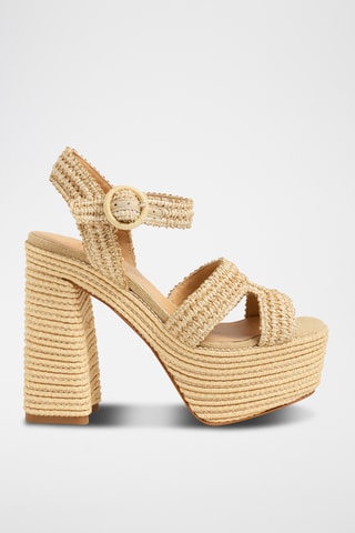Leren Sandalen met Sleehak Adriana - Beige