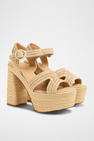 Leren Sandalen met Sleehak Adriana - Beige