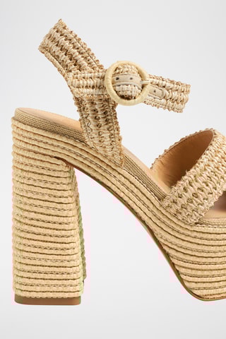 Leren Sandalen met Sleehak Adriana - Beige