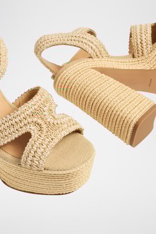 Leren Sandalen met Sleehak Adriana - Beige