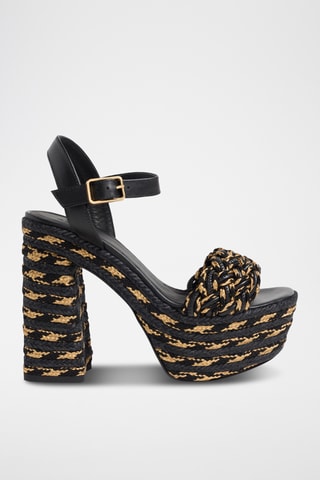 Leren Sandalen met Sleehak Anne - Zwart