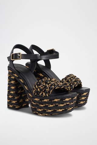Leren Sandalen met Sleehak Anne - Zwart