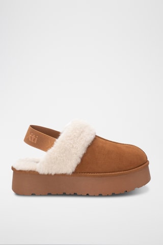 Gevoerde Platform Clogs - Camel