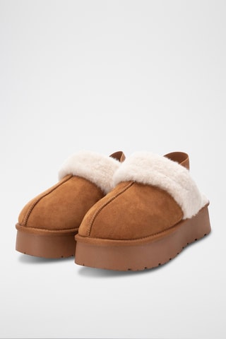 Gevoerde Platform Clogs - Camel