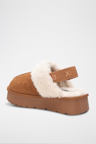 Gevoerde Platform Clogs - Camel
