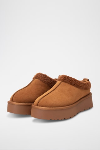 Gevoerde Platform Clogs - Camel