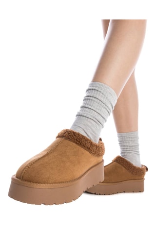 Gevoerde Platform Clogs - Camel