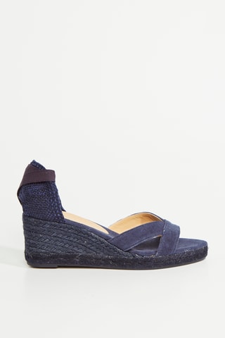 Biologisch Katoenen Espadrilles met Sleehak Bailey - Donkerblauw