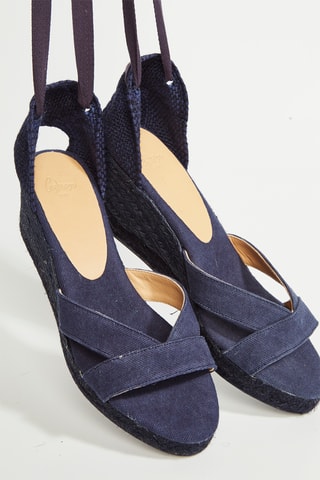 Biologisch Katoenen Espadrilles met Sleehak Bailey - Donkerblauw