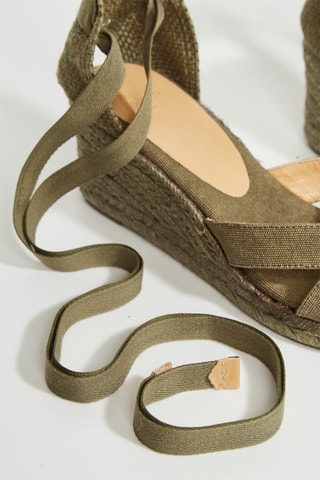 Biologisch Katoenen Espadrilles met Sleehak Bailey - Kaki