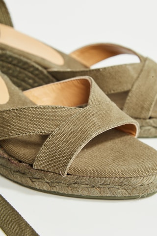 Biologisch Katoenen Espadrilles met Sleehak Bailey - Kaki